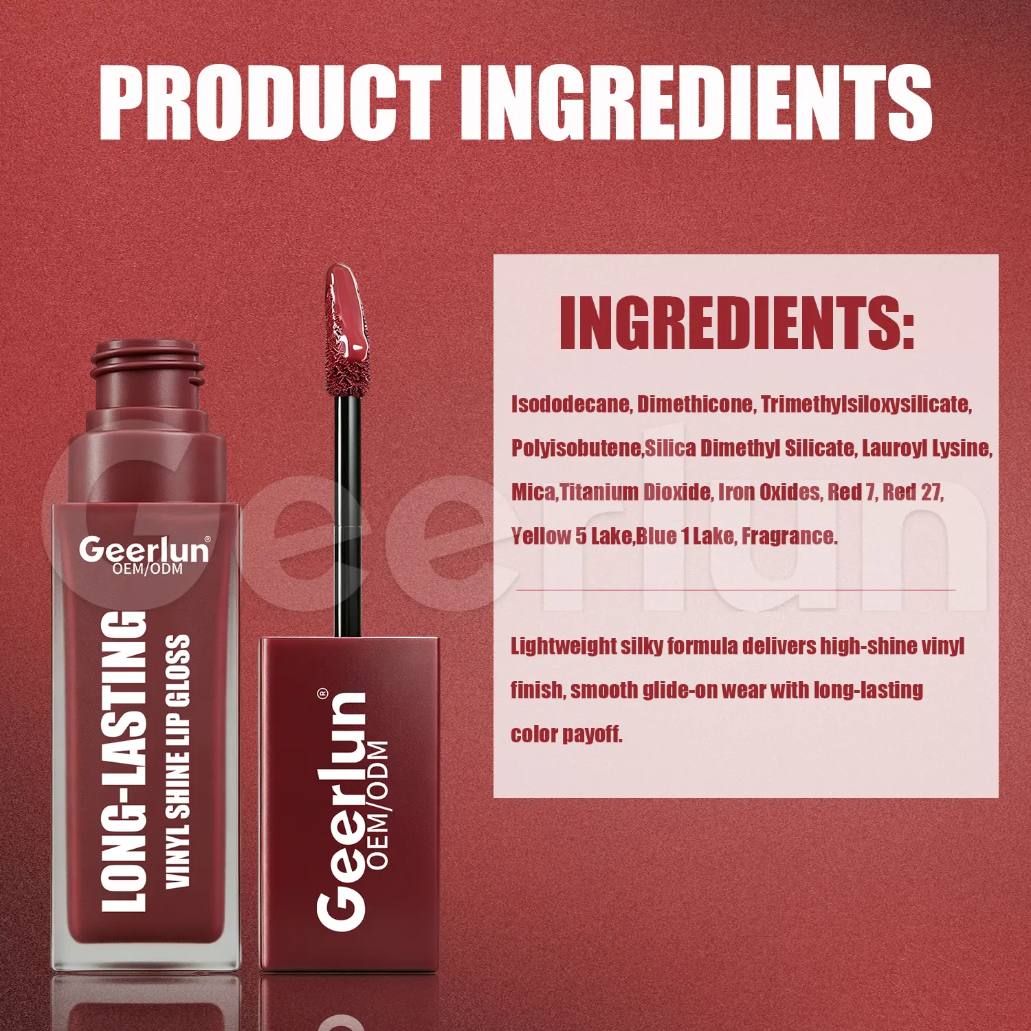 Custom Brand High-Shine Non-Sticky Lip Gloss