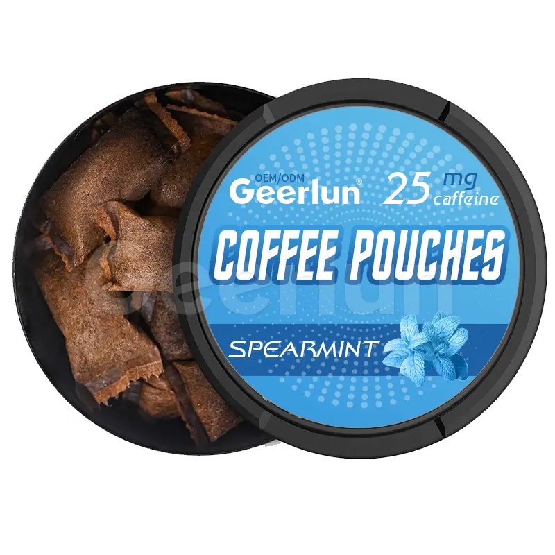 Geerlun coffee pouches OEM spearmint 25mg caffeine oral energy pouch.jpg