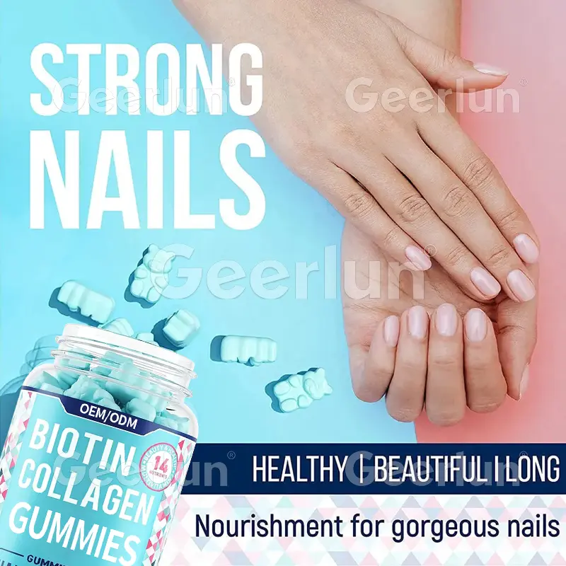 Sugar free hair skin nail vitamin gummy with collagen biotin gummies (5)