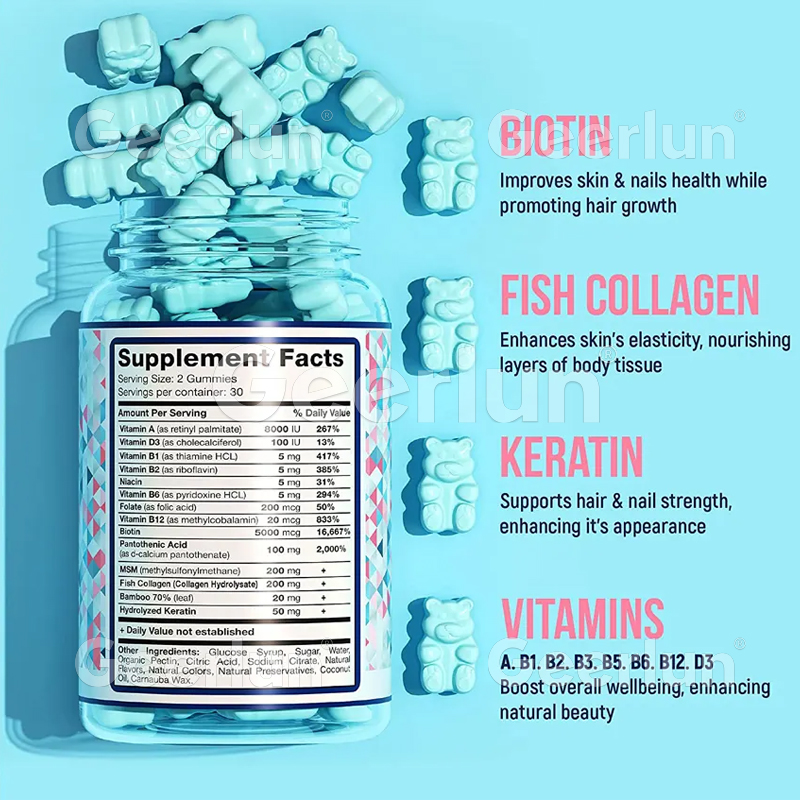 Sugar free hair skin nail vitamin gummy with collagen biotin gummies (2).jpg