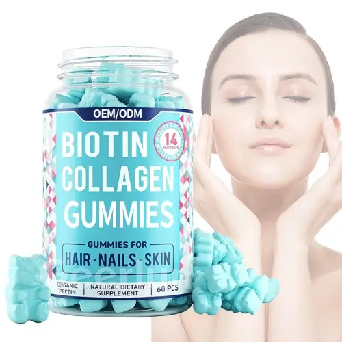 Sugar free hair skin nail vitamin gummy with collagen biotin gummies