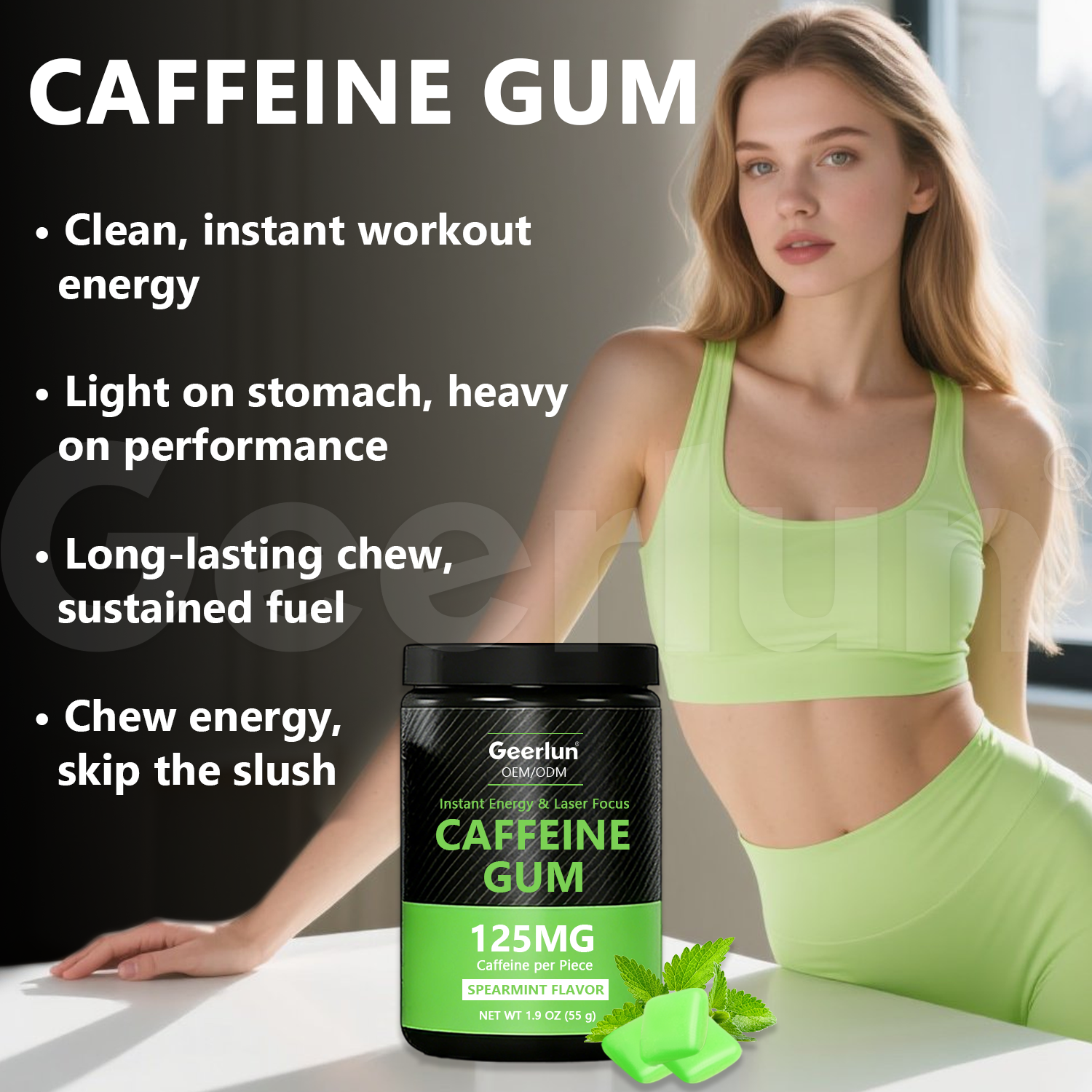 custom spearmint caffeine gum