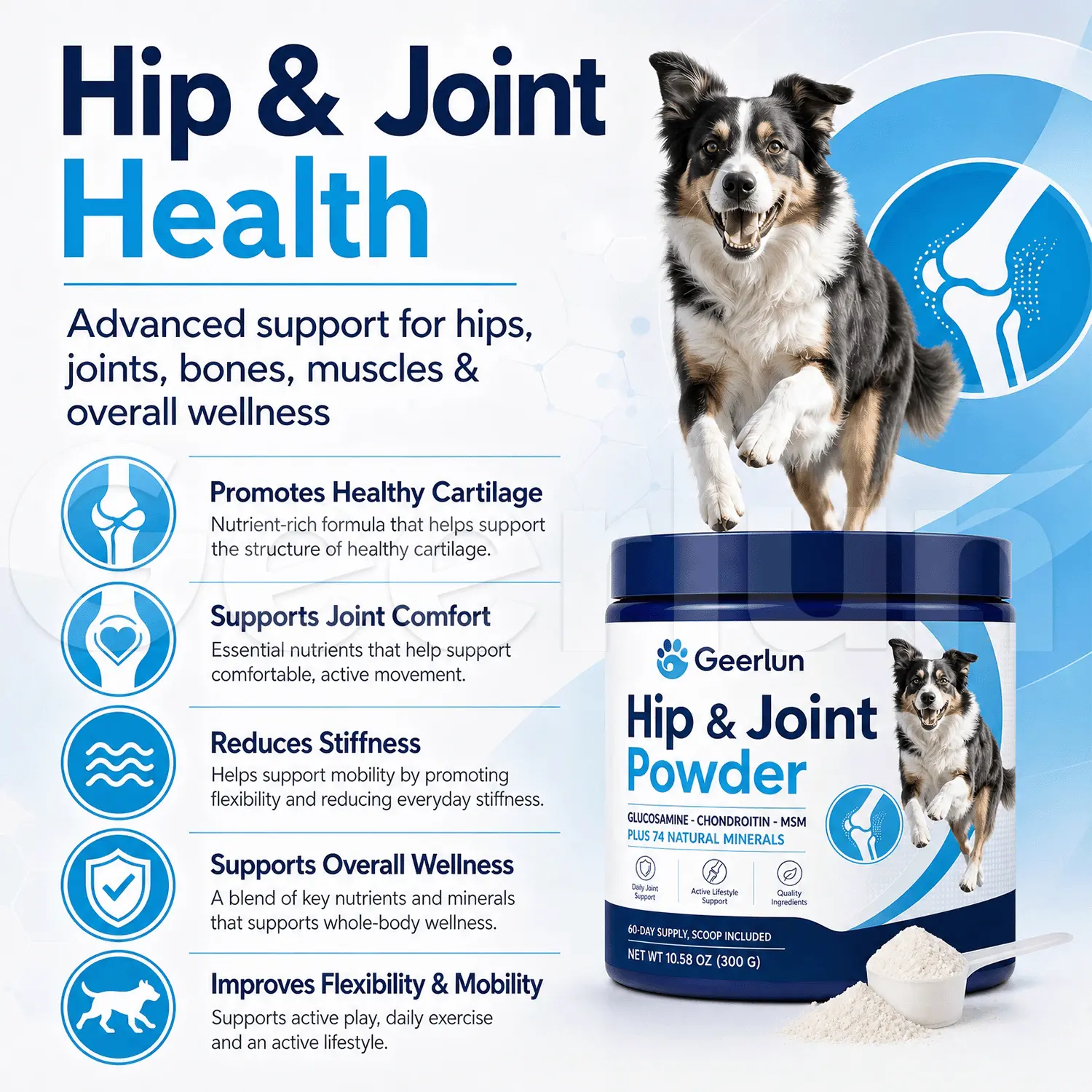 Costom dog joint & hip health powder