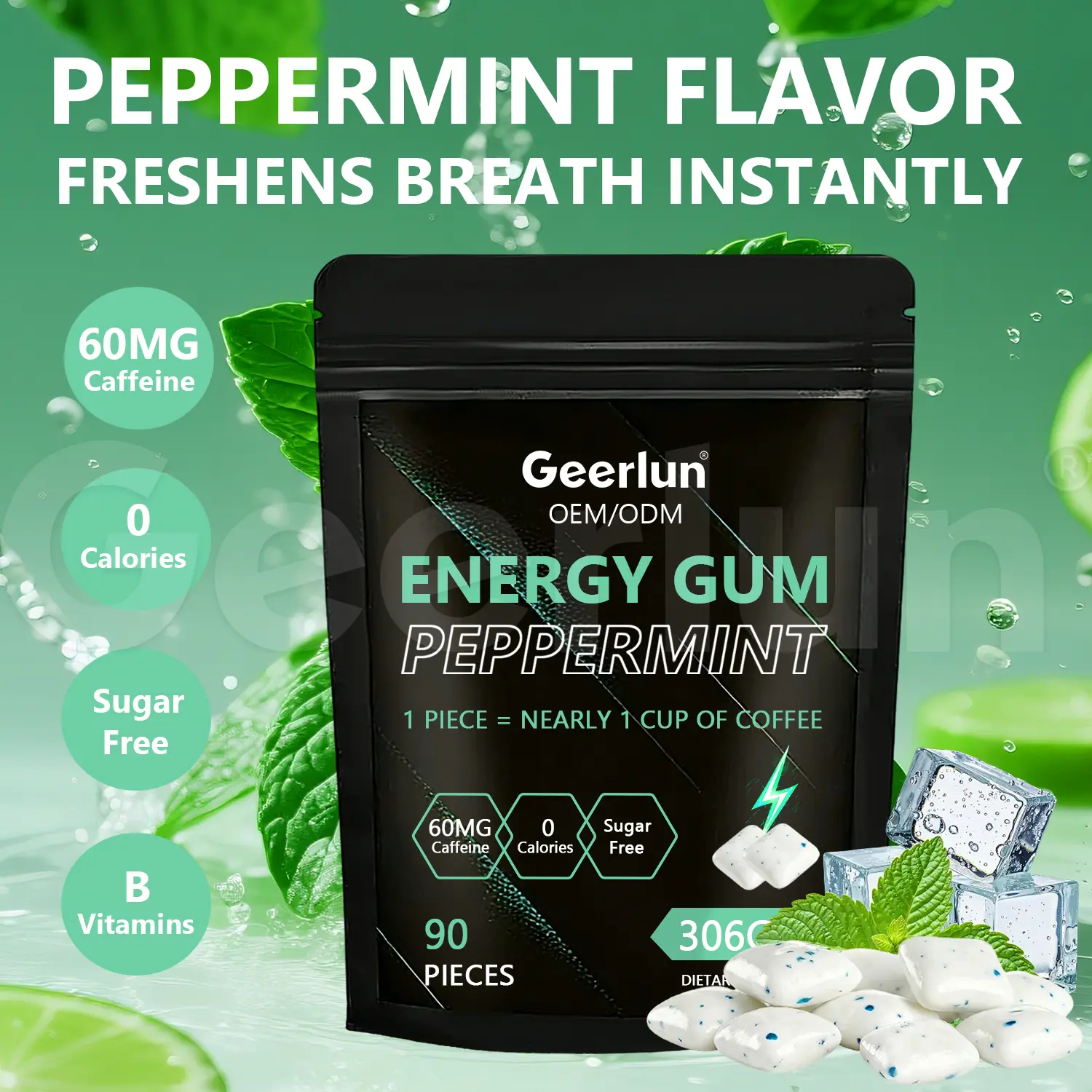 Custom Manufacturer Caffeine Chewing Gum