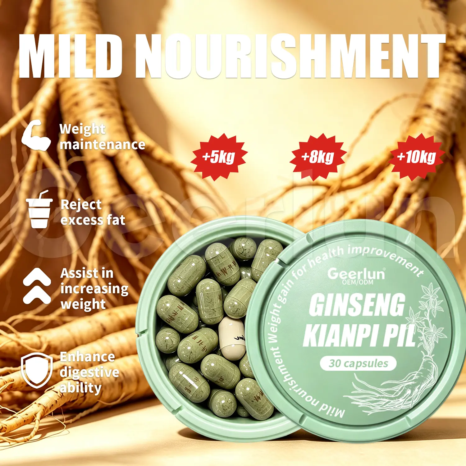 custom digestive health ginseng pills
