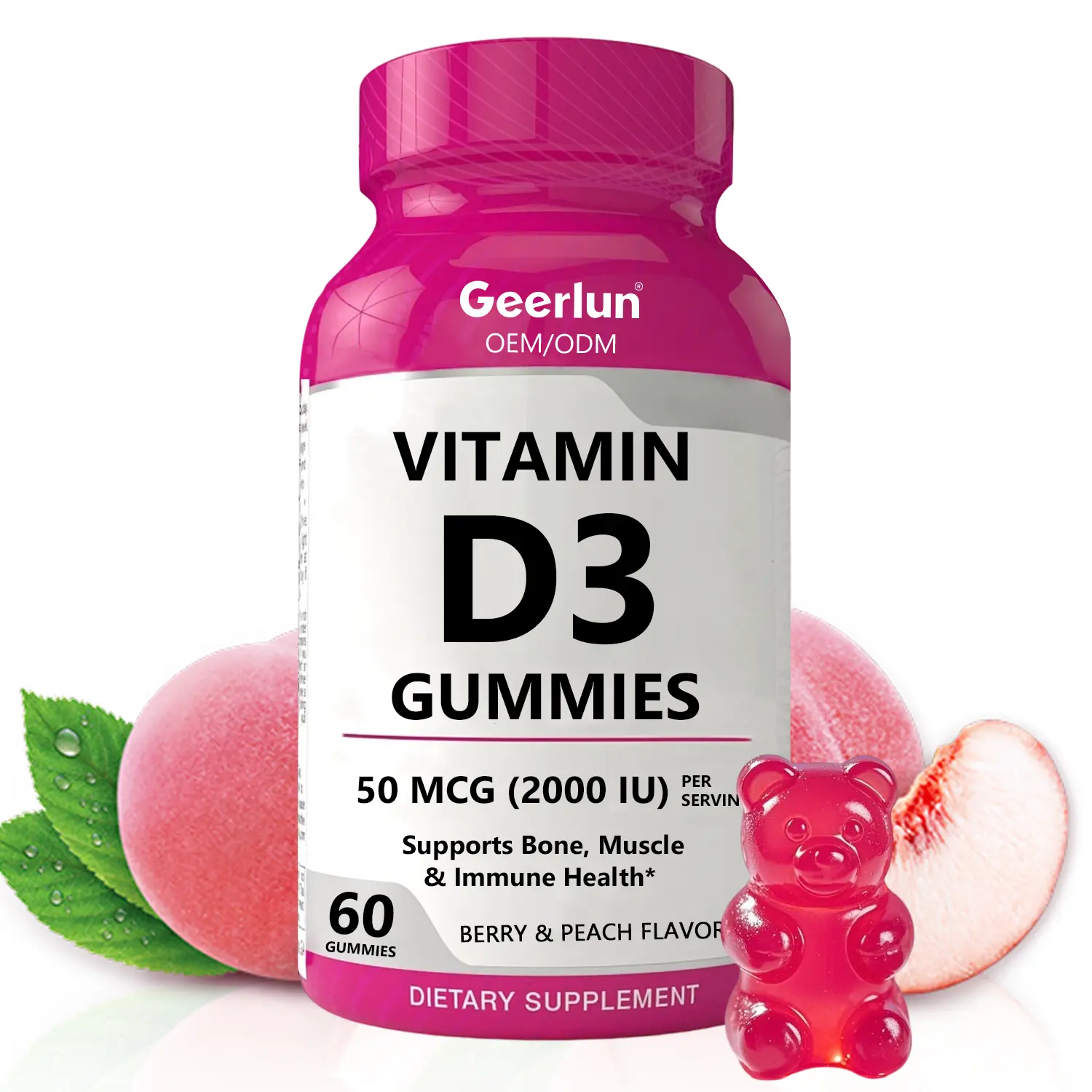 High potency vitamin D3 2000 IU gummies sugar free clean label bulk supplement.png