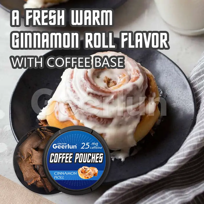 Cinnamon Roll coffee pouches wholesale 25mg caffeine Geerlun OEM oral pouch product.jpg